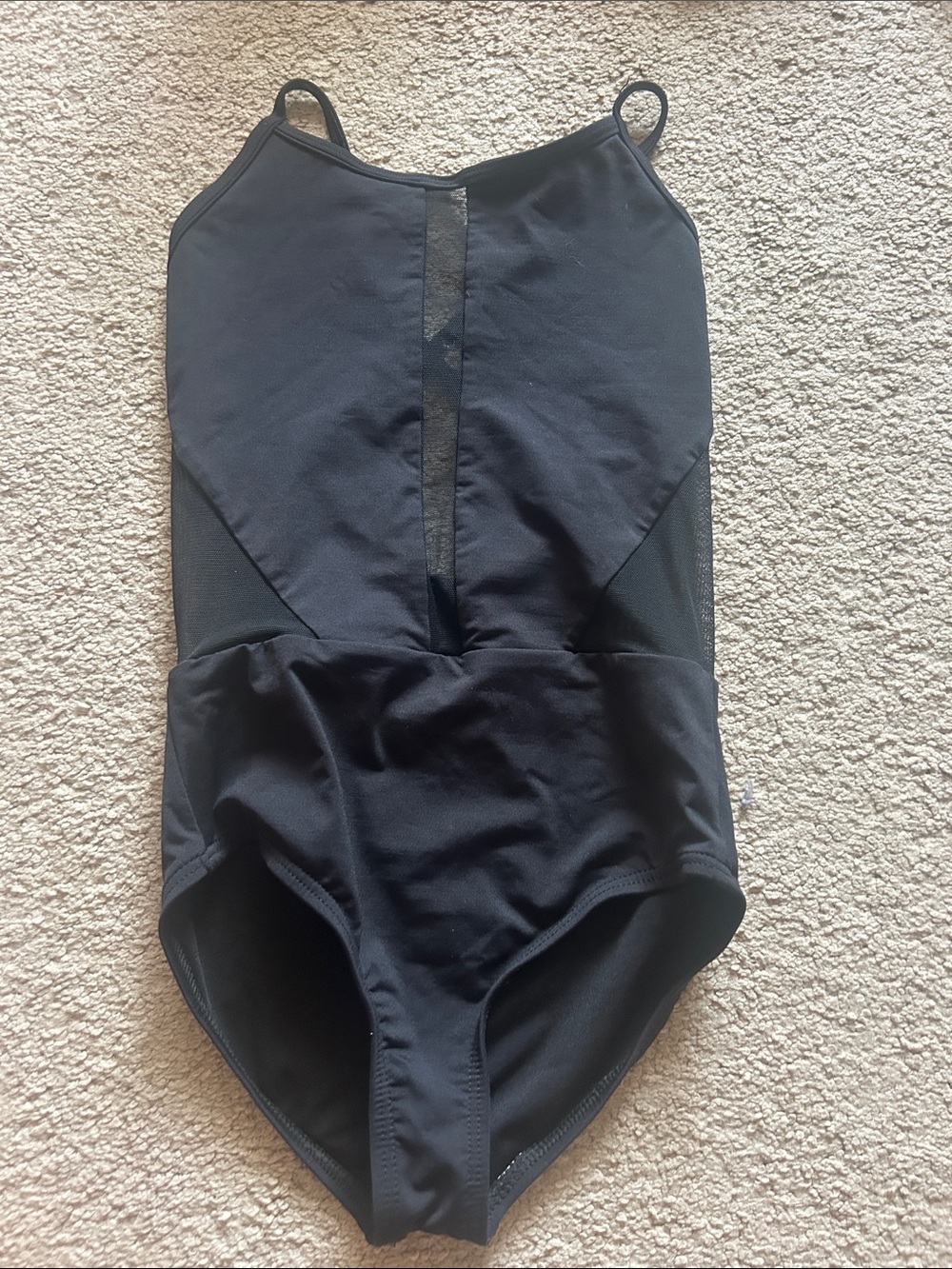 Black dance leotard with Center Mesh Panel